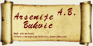 Arsenije Bukvić vizit kartica